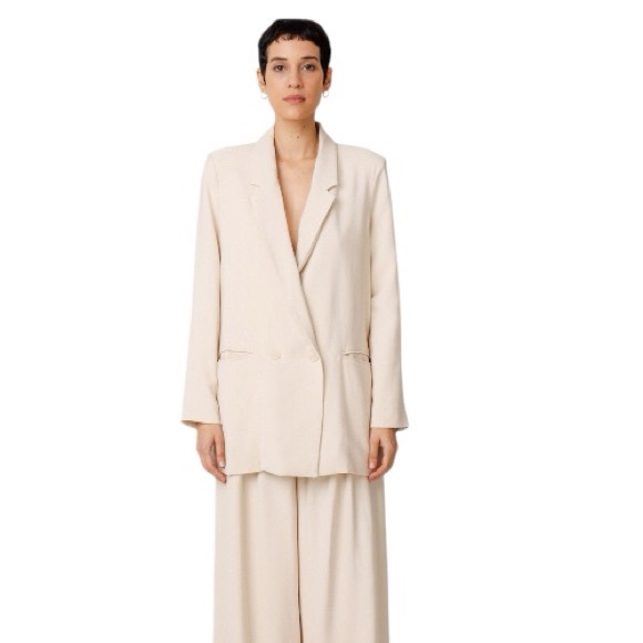 SKFK Atxa Cream Two Button Straight Fit Front Pockets Blazer Lined EU 40 | US 8 - Picture 1 of 13